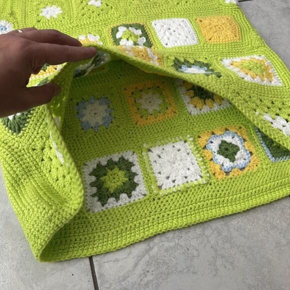 New Handmade Granny Square Crochet Knit Sweater Vest Women L Colorful Boho Retro - Picture 5 of 7